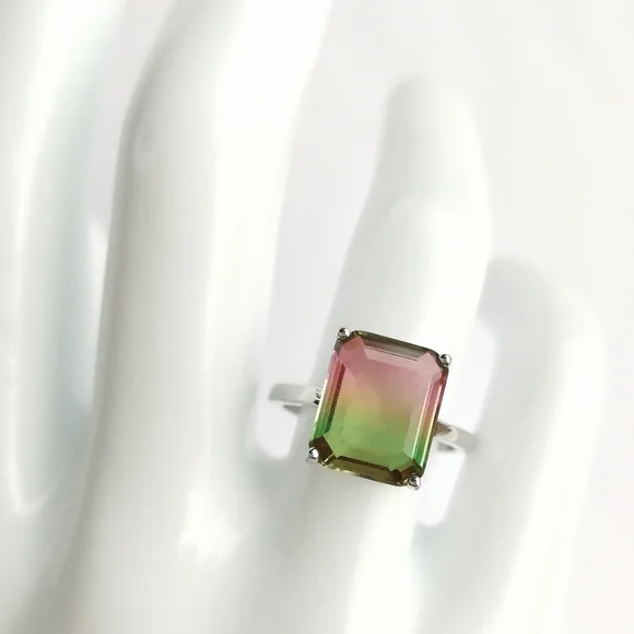 Watermelon Tourmaline Ring Sterling Silver size 6.75 🆕 - Picture 8 of 8